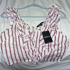 NWT- Forever 21 summer blouse - tie front flowy shirt